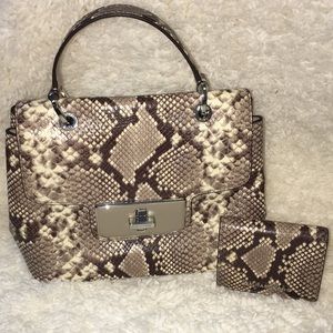 Michael Kors Embossed Python Purse Set